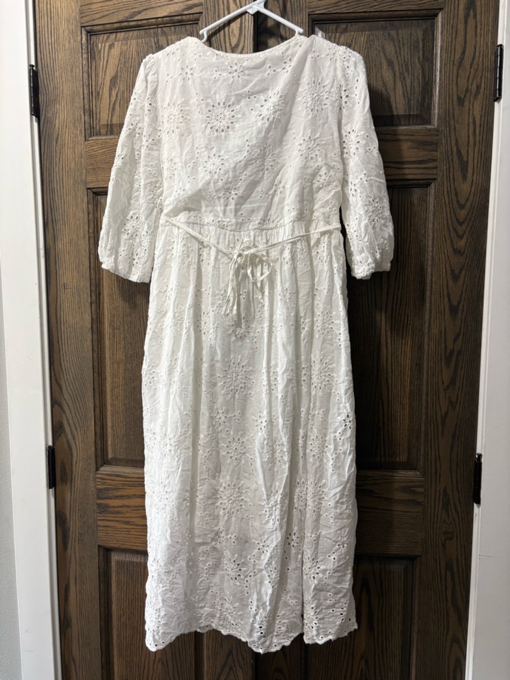 tea n rose White Eyelet Wrap-Style Midi Dress - Picture 11 of 11